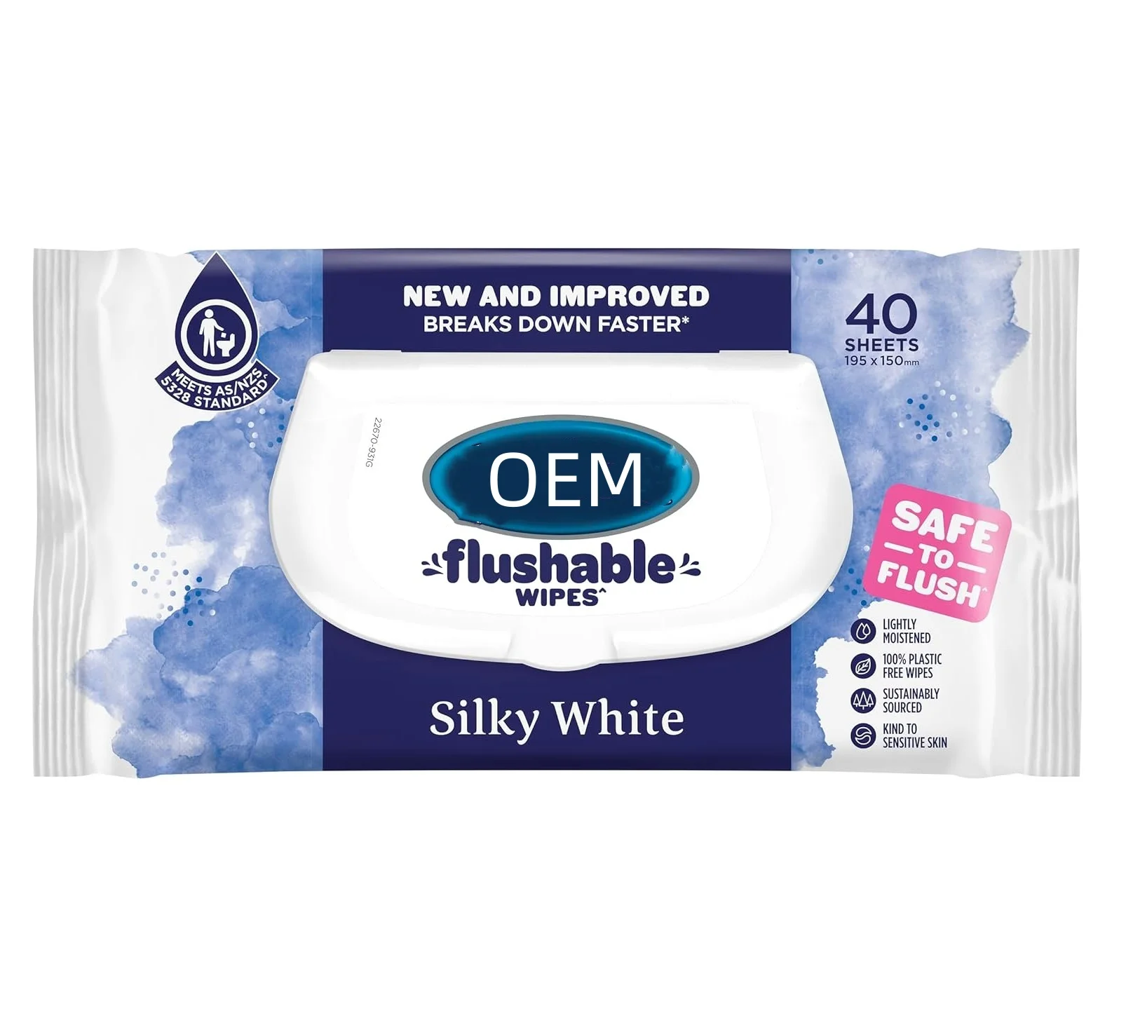40pcs Free Sample Biodegradable Plastic Free Toilet Hygiene Wipes Organic Flushable Wipes