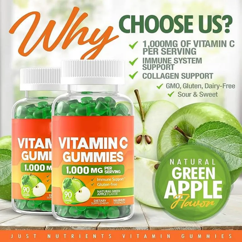 Vitamin C Gummies for Adults & Kids Multivitamin with Zinc & Herbal Extracts for Immune Support Collagen Support for Skin