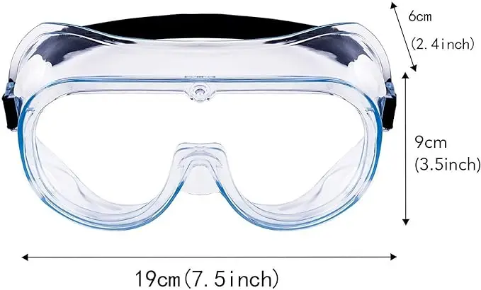 Wide-Vision Adjustable Chemical Splash Eye Protection Soft Lightweight Eyewear Clear Lens Anti-Fog Protective Safety Goggles