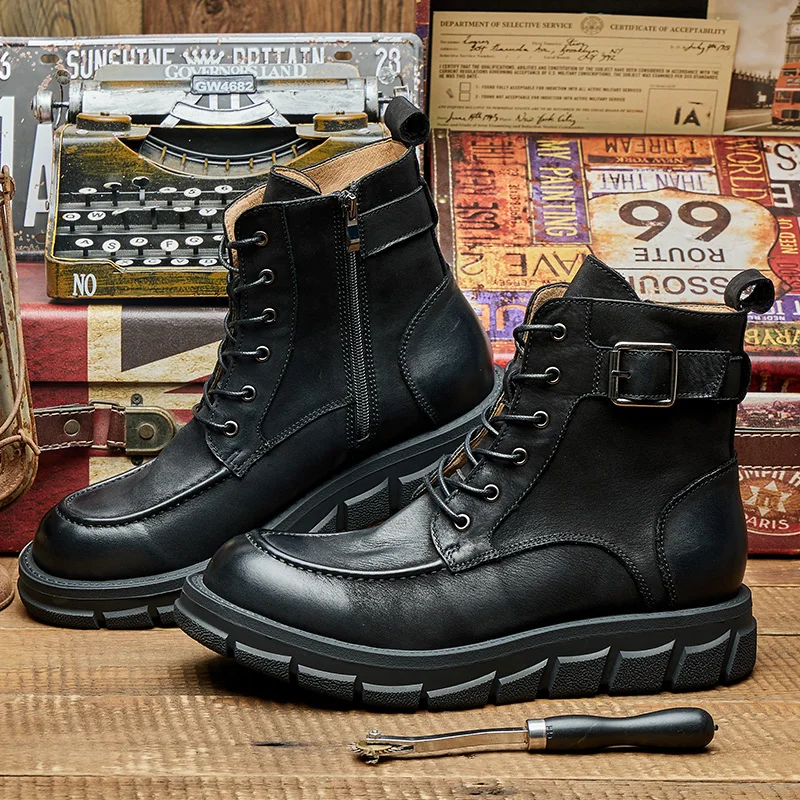 High Quality Comfortable Handmade Casual Wear-Resistant Genuine Suede Leather Boots for Men Party Daily Life