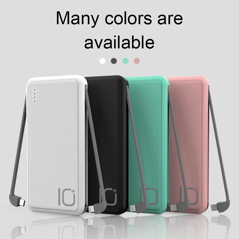 Внешний аккумулятор 10000 мАч собственный мобильный источник зарядки портативный внешний со скрытым зарядным кабелем для ios Android