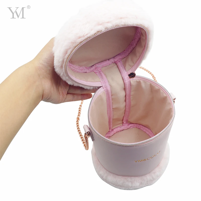 Designer handbag set hot sale custom logo pink bucket one-shoulder portable cosmetic bag