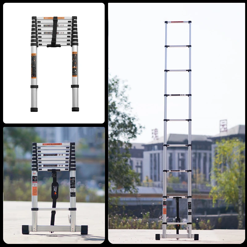 Telescopic Ladder Step Stainless steel Telescopic Ladder, Lightweight Portable Multipurpose Folding Adjustable A-frame Ladders