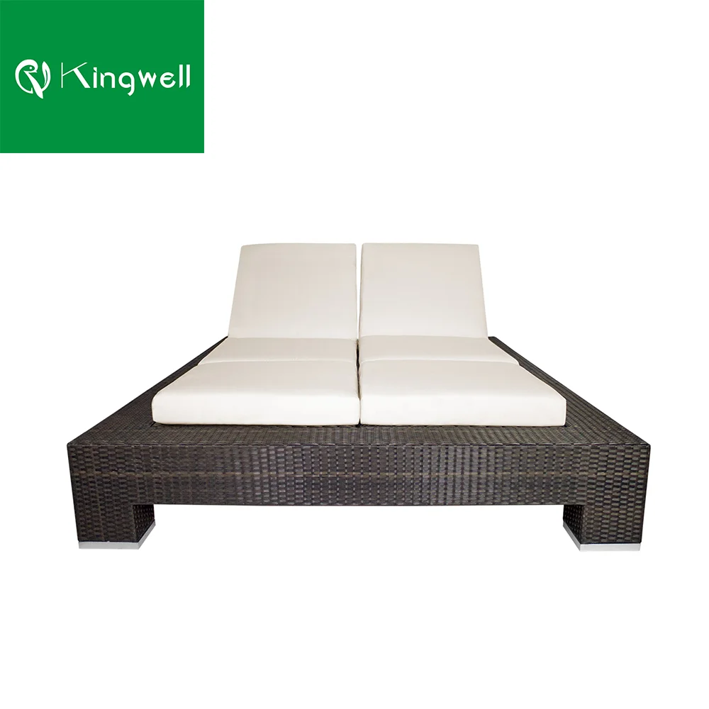 Шезлонг-кровать двойного размера с водонепроницаемыми подушками уличная мебель для бассейна