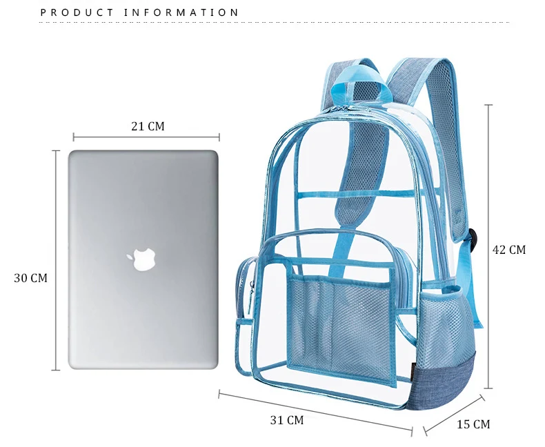 Fashion transparent waterproof clear pvc backpack