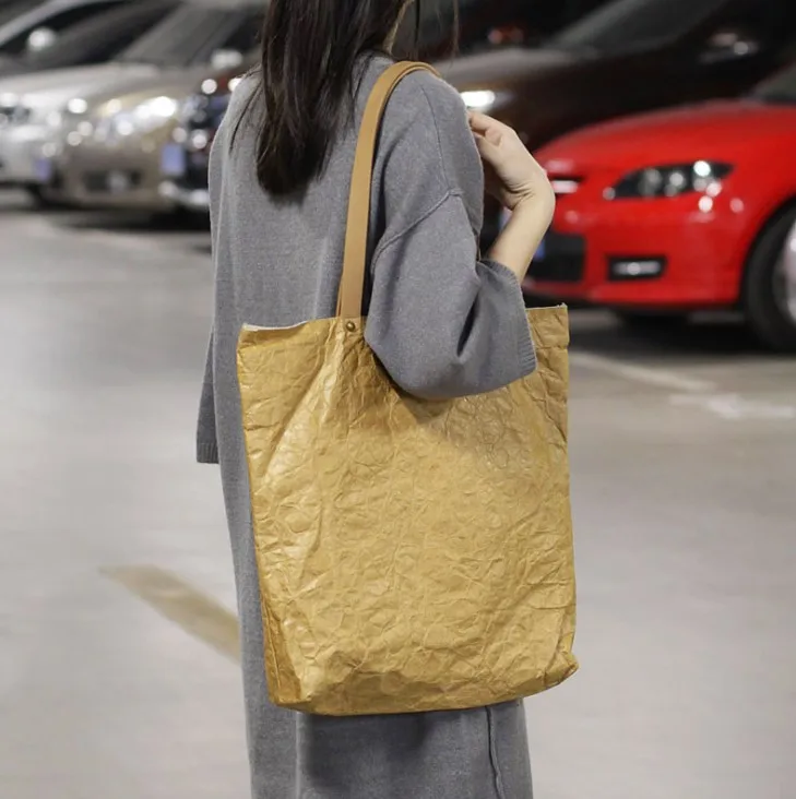 
Custom Durable Waterproof Reusable Washable Brown Tote Paper Beach Tyvek Shopping Bag 