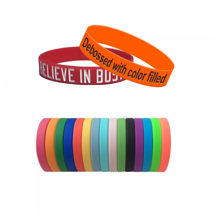 Customized Promotional Color Filled Silicone Wristband