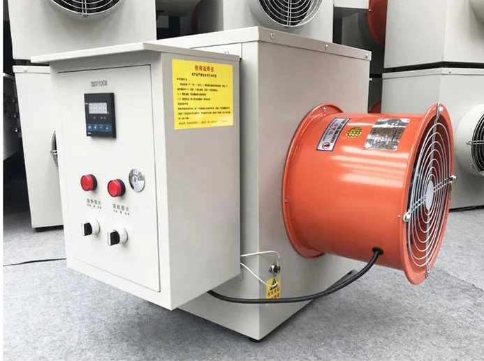 Electric air heater for industrial greenhouse and poultry warehouse