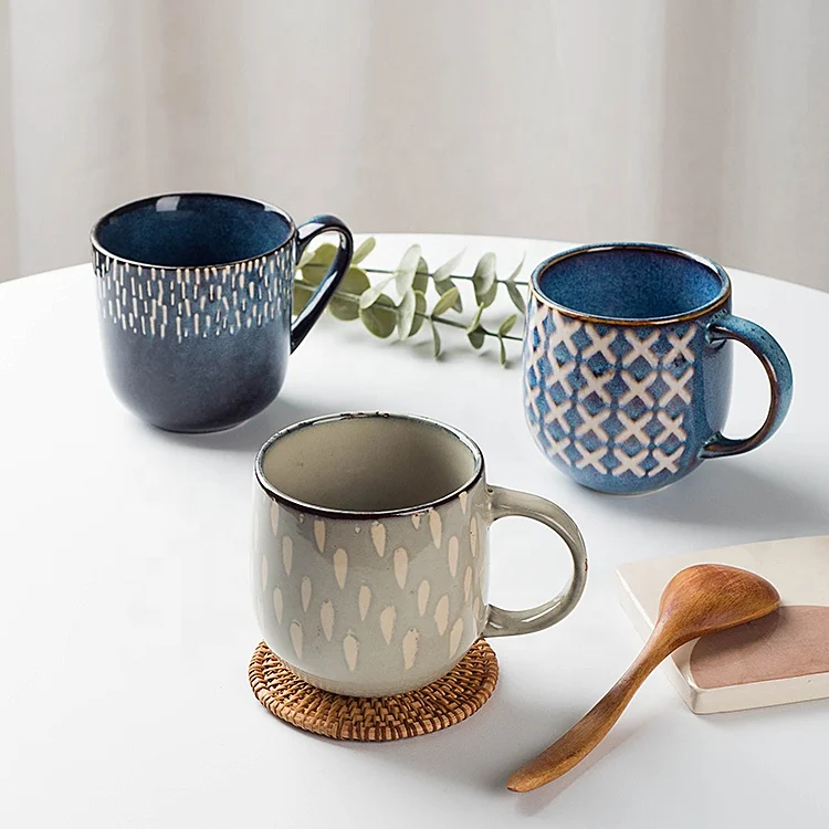 Manufacturer customized ceramic coffee mugs nordic modern under glazed printed logo pattern porcelain cups with handle