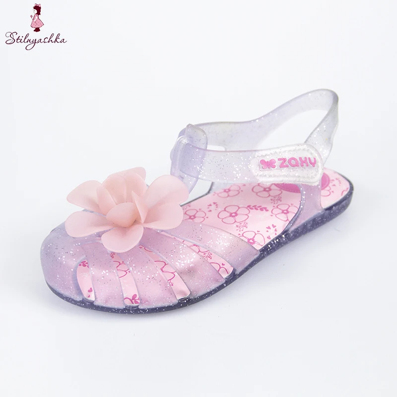 Дешевые детские сандалии, фиолетовые летние детские сандалии на плоской подошве для девочек