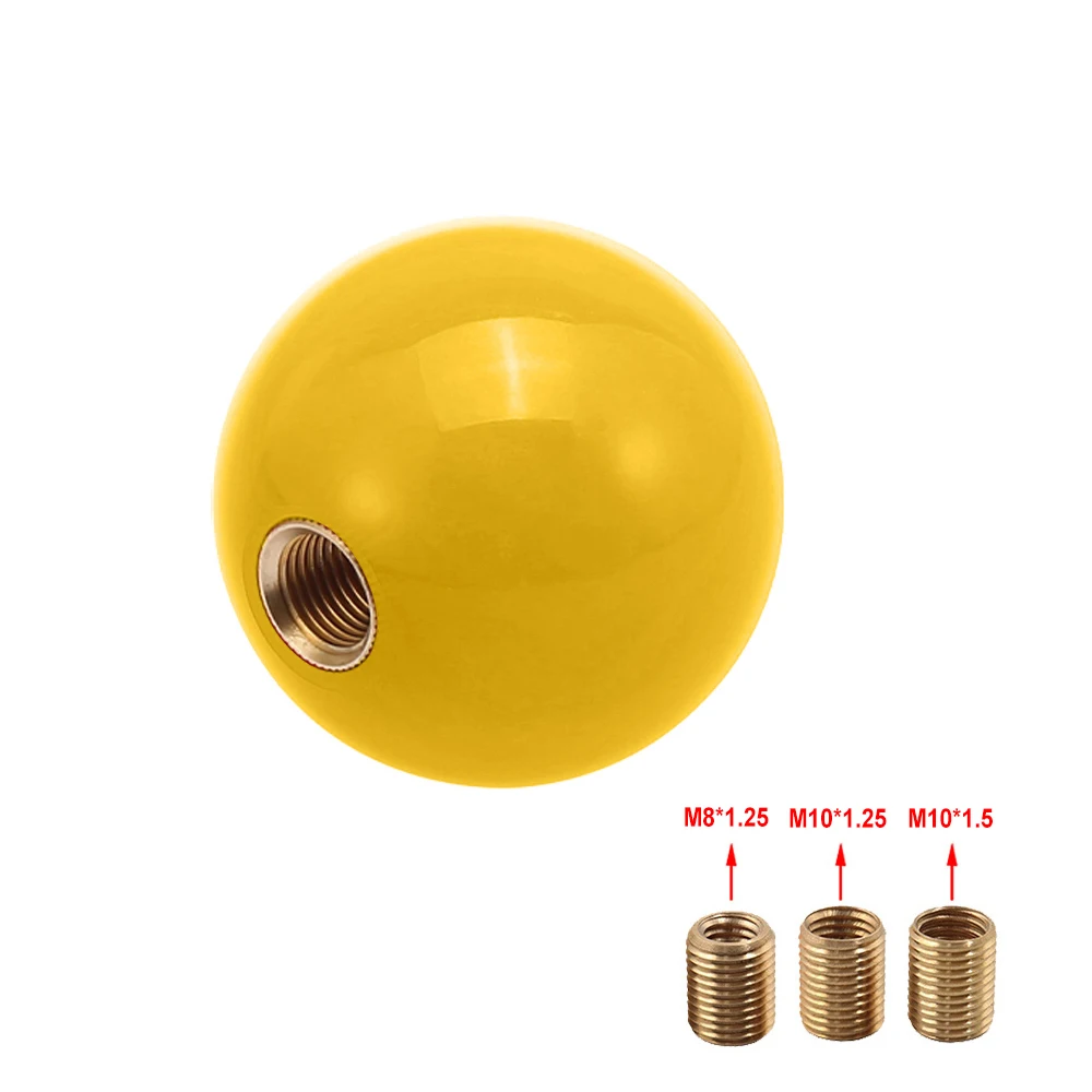 JDM Resin Shifter Ball Billiard Yellow Smile Grip Speed Head Round Ball Gear Shift Knob Car Racing Shifter Lever With 3 Adapters