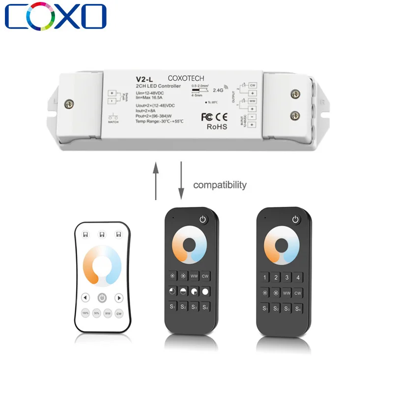 COXO V2 CCT Светодиодная лента контроллер 5-летняя гарантия 12v 24v 5 звезд V2 V2-L RF CCT светодиодный контроллер