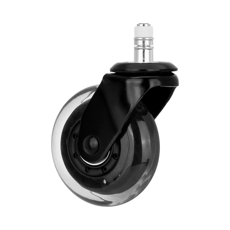 Universal 3 Inch PU Office Chair Furniture Caster Swivel Wheels Office Chair Caster Wheels with Mute Inserts Installation