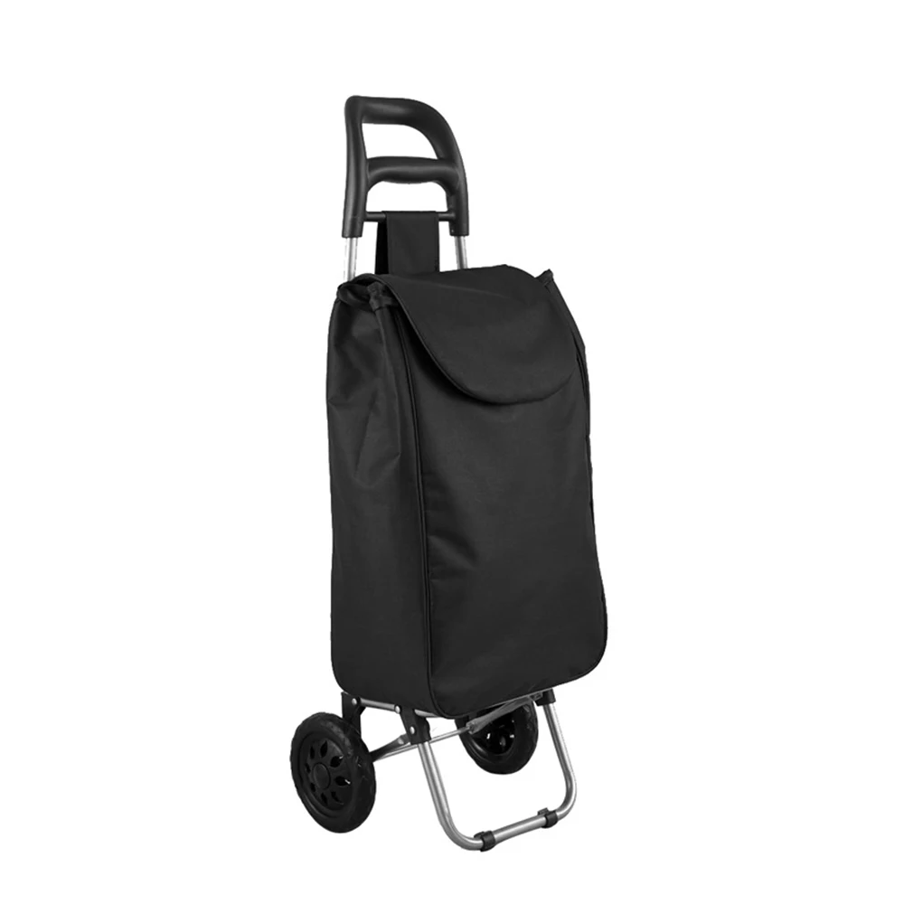 2 Wheel Foldable Shopping Bags Custom Shopping Trolley Bags Black Trolley Shopping Bags
