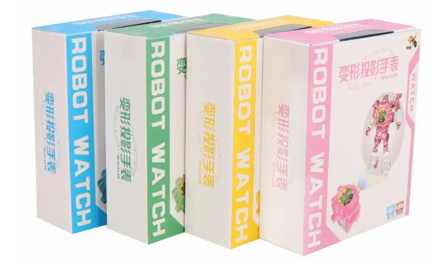 Wholesale and retail Kids Toddler Cute Cool Cartoon Transformative Robot Toys Watches with Gift Box Packaging