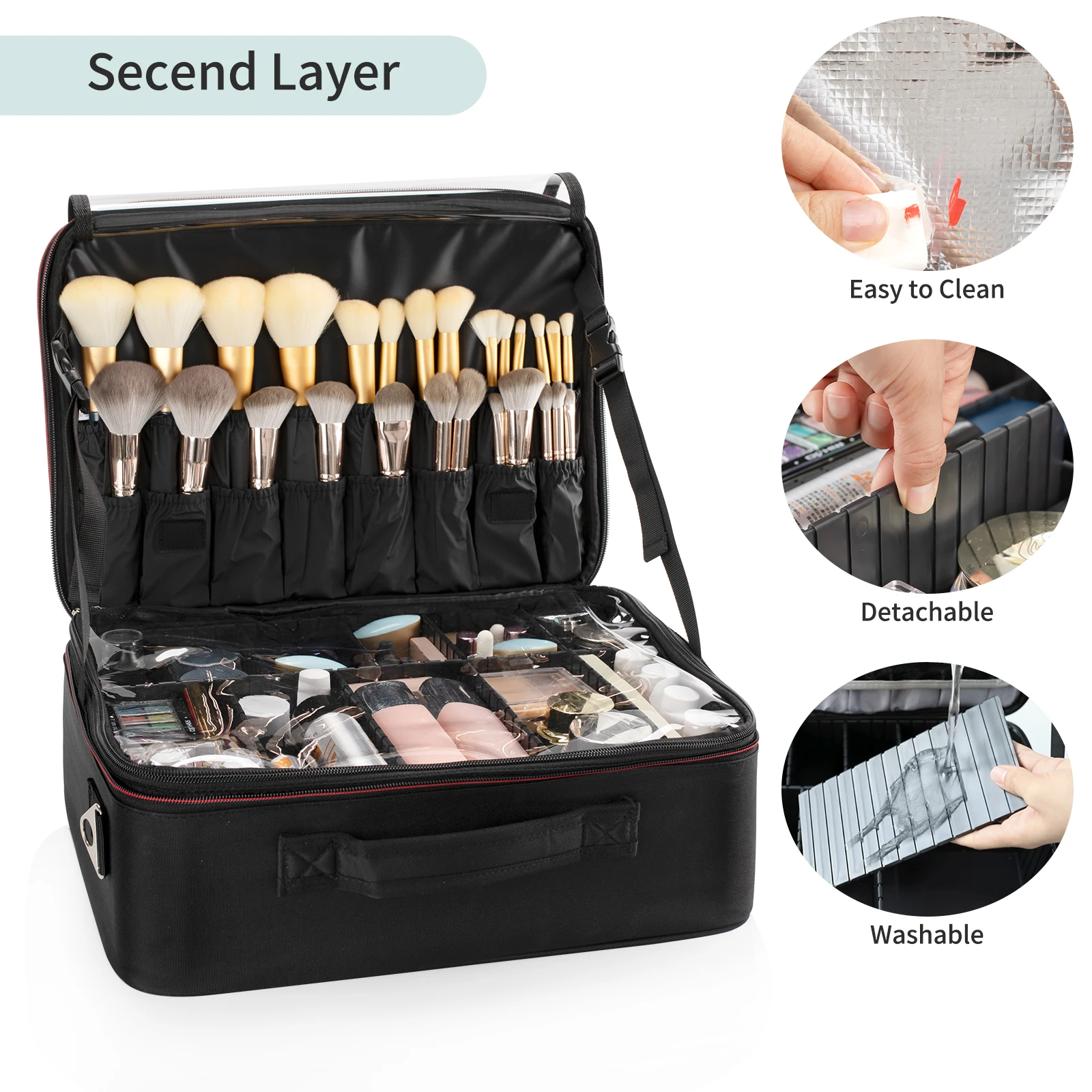 Relavel Extra Large Travel Portable Artist Storage Bag with Heat Insulation Makeup Case Makeup Bag Organizer Travel Cosmetic Cas