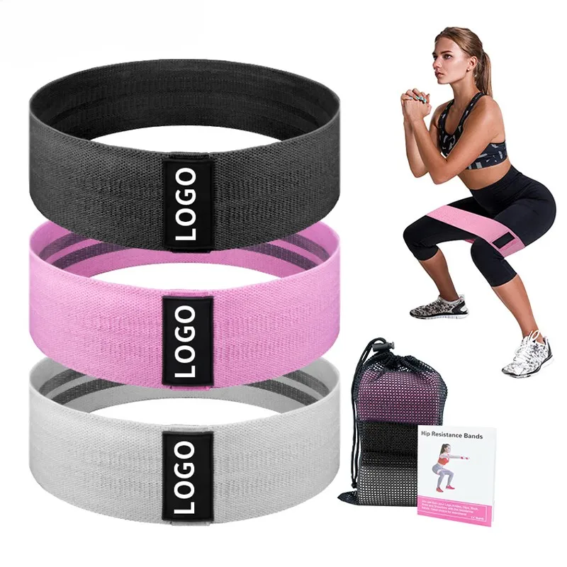 TOPKO Non-Slip Beauty Fitness Exercise Elastic Fabric Hip Resistance Band Set