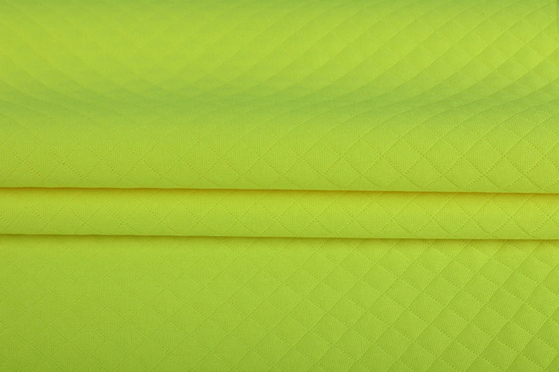 
Fluorescent yellow 100%polyester plaide Fabric for clothing & T shirt 
