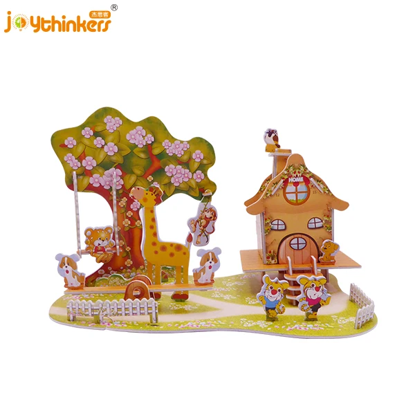 DIY 3d puzzle jigsaw assembling educational toy custom print jigsaw puzzle new toys for kids happy family doll house