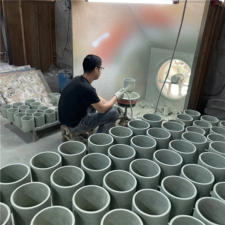 Modern european style matte hotel decoration pieces terrazzo vase / modern ceramic vases for home decor