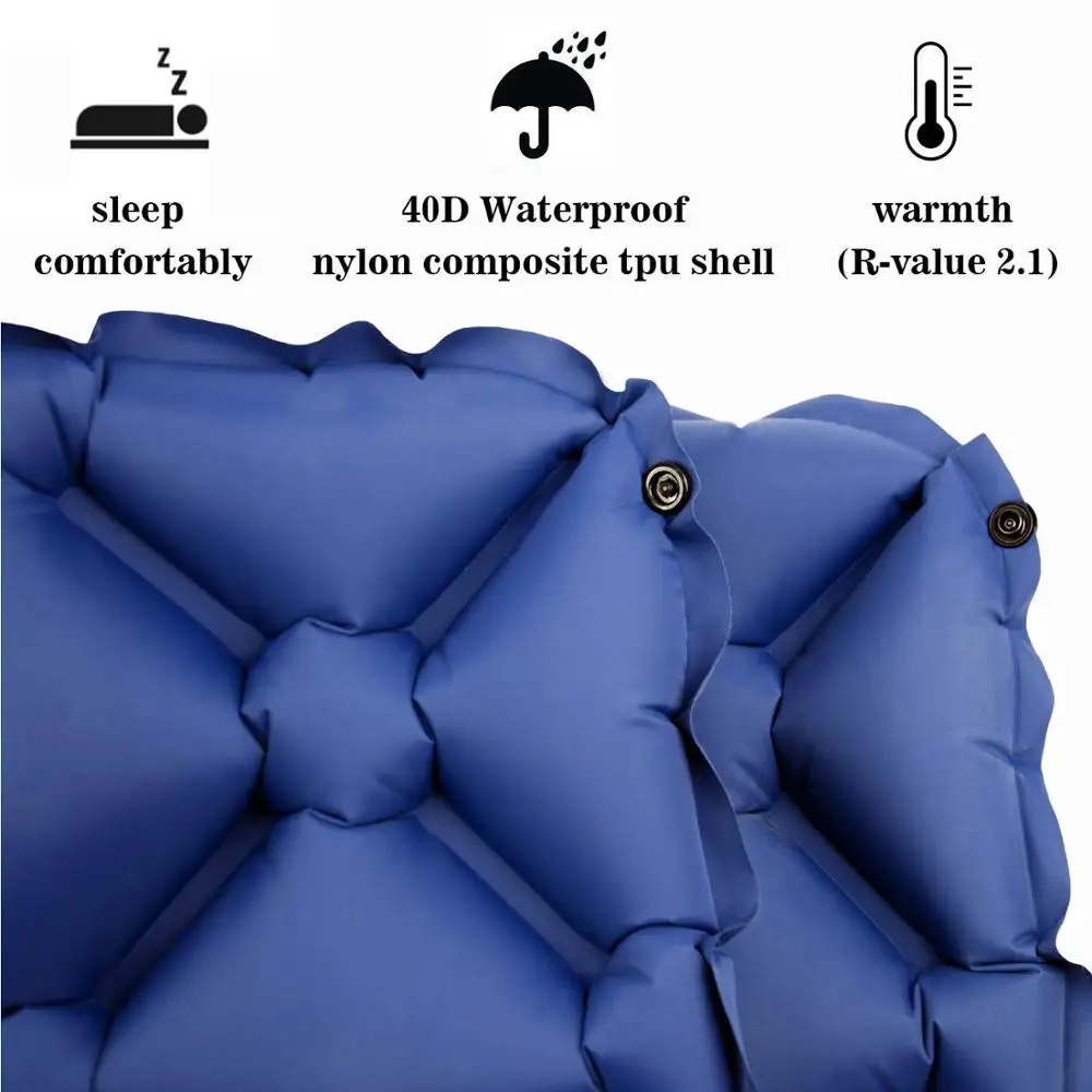 Camping Sleeping Pad for 2 Person - Inflatable Air Sleeping Pad, Ultralight Sleeping Mat Come with Connect Buckles