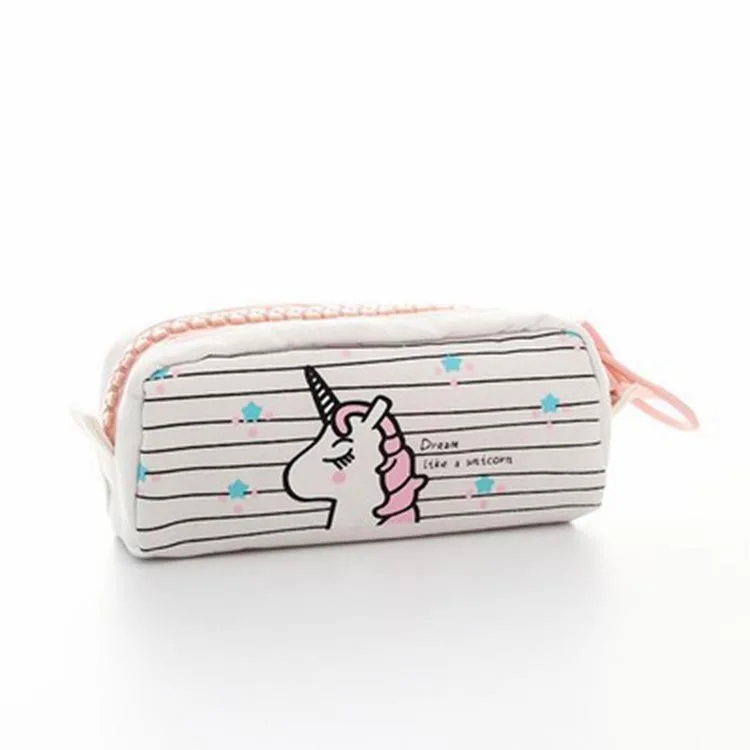 Large Capacity Cute Kid Kawaii Glitter Sequin Unicorn Stationary Pencil Case