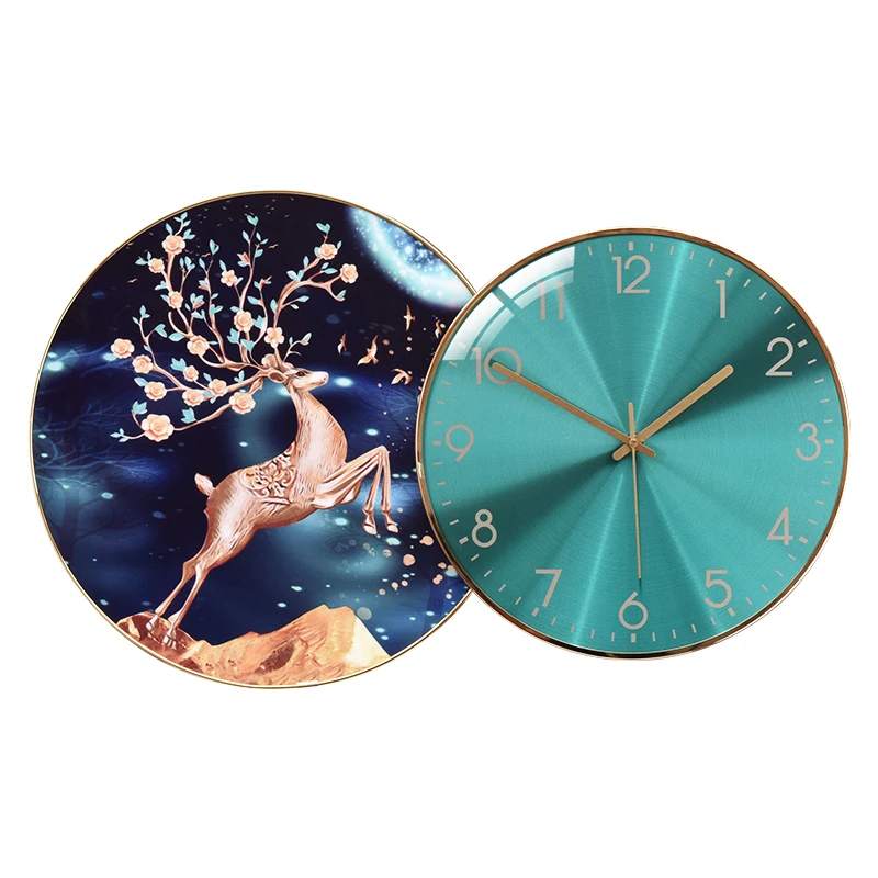 12 inch modern living room wall clock crystal ceramic paint decoration silent household luxury digital wall clock