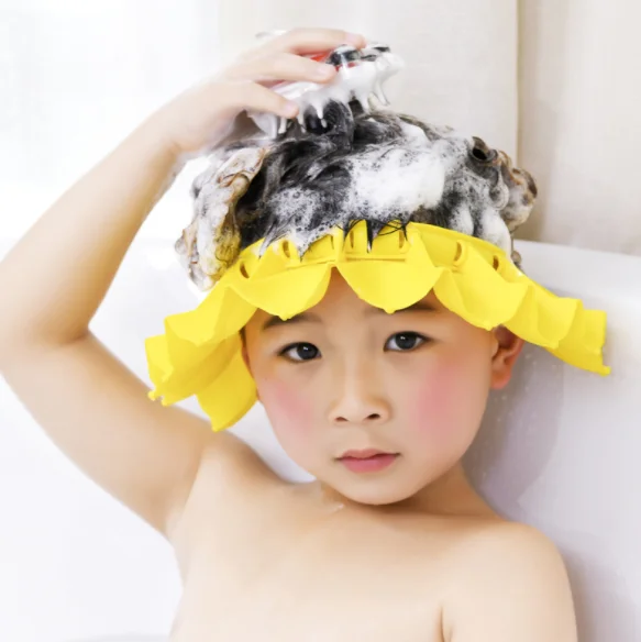 Silicone Bathing Hat Adjustable Kids Shower Infants Soft Protection Safety Visor For