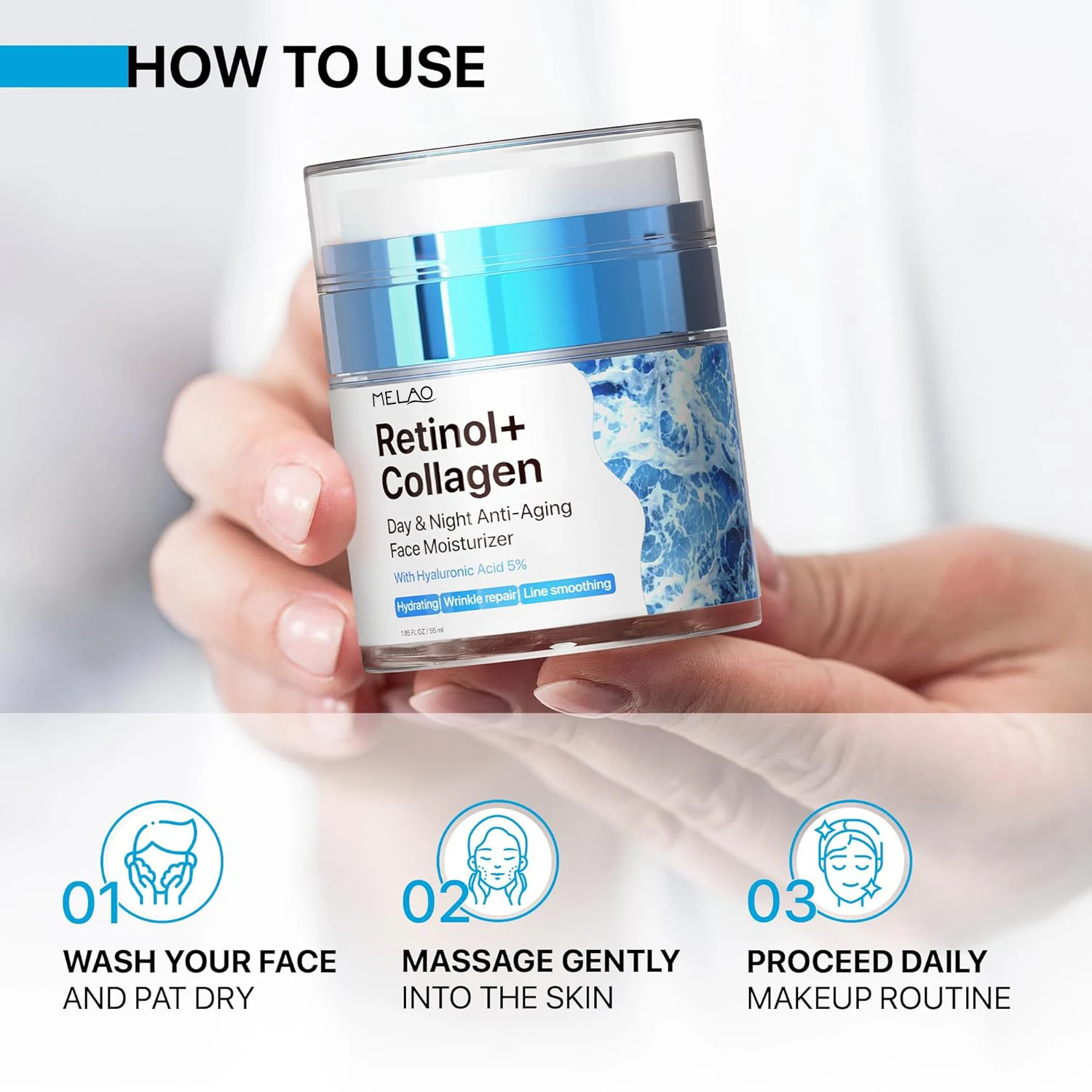 Hyaluronic Acid hydrating Anti Wrinkle Men And Women Anti-Aging Day Night Neck Face Moisturizer Retinol Collagen Cream