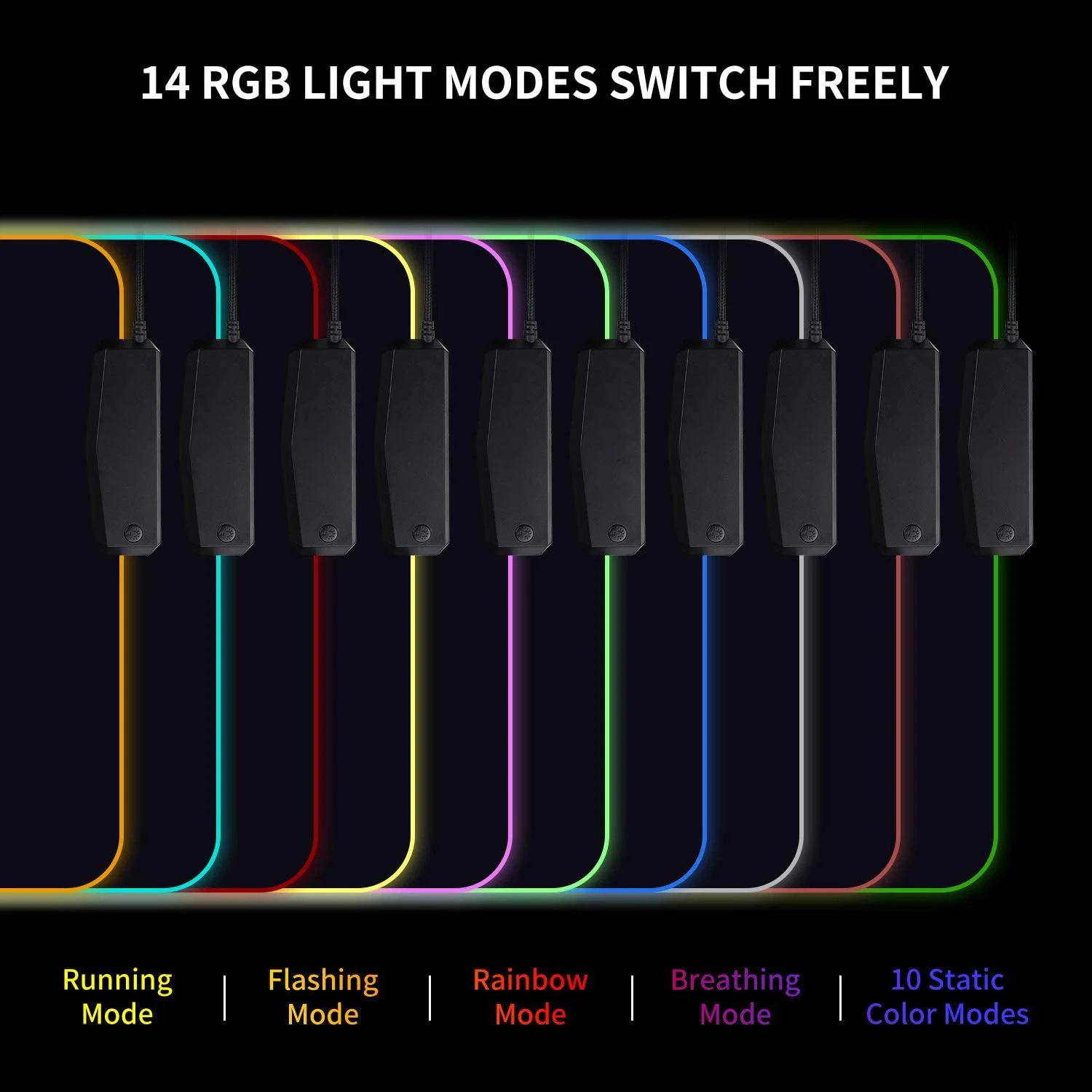 Great Roc non-slip rubber base for game mouse mat LED soft extended large size mousepad RGB gaming mouse pad with 4 port USB hub