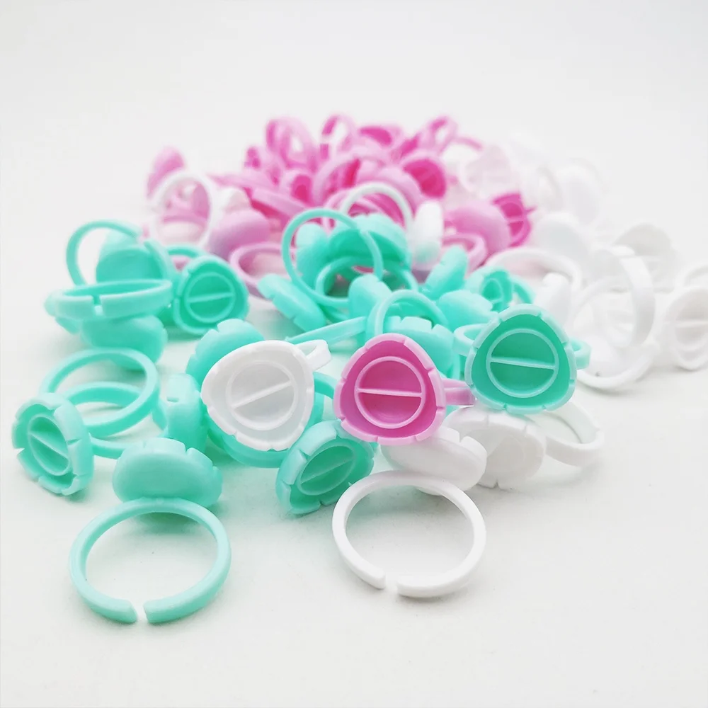 Meecil Wholesale Cheap Plastic Glue Ring Various Size and Styles Lash Glue Ring Custom Package Glue Ring for Eyelash Extension