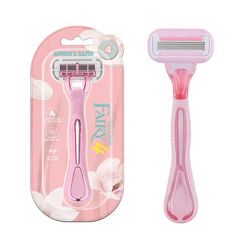GOODMAX High Quality Portable Travel Women Razors 4 Blade Straight Shaving Razor for Female