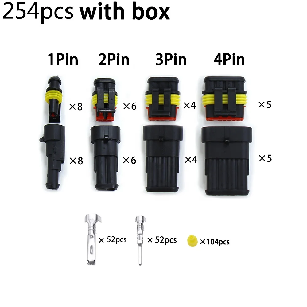 1.5 Series Super Sealed Waterproof Automotive Wire Connectors 254PCS Boxed Kit Quick Plug Terminals