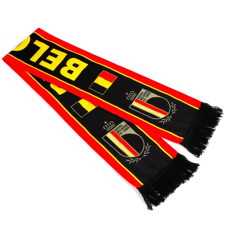 2022 Qatar world wholesale High quality 100% acrylic football club scarf Cheering Scarf Custom Soccer Belgium Spain Scarf