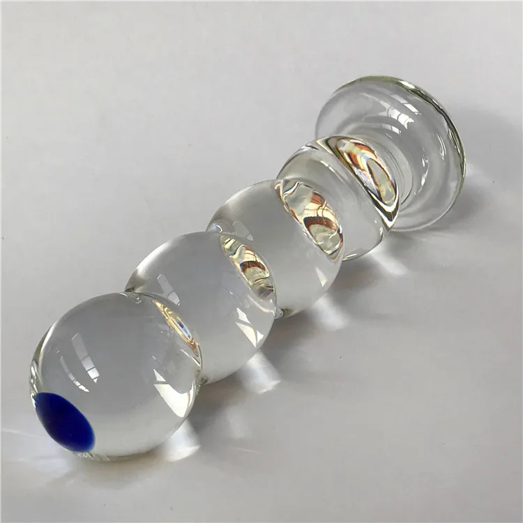 Modern type hand crystal penis decorative male glass dildo with four balls
