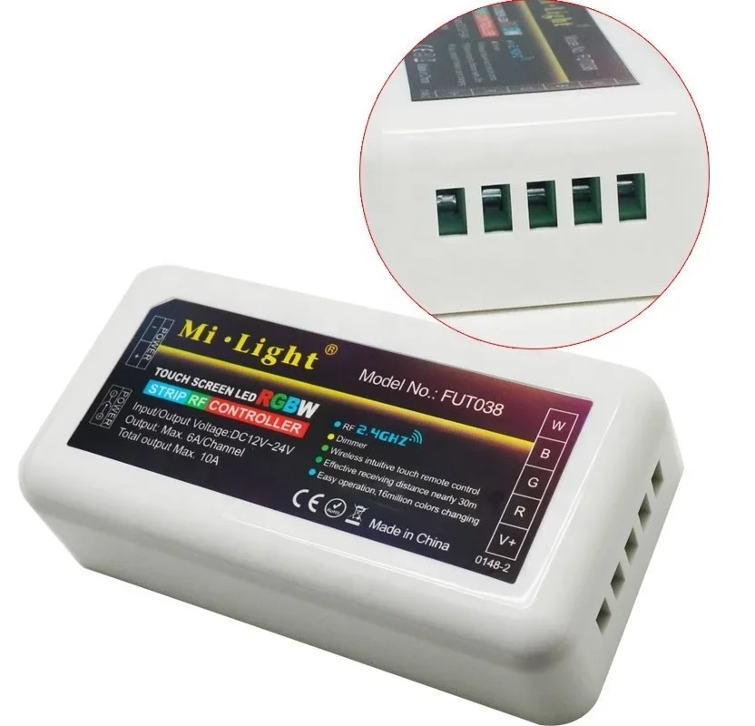 Wireless LED Controller 2.4G 4-Zone RGB+CCT RGBW LED Controller Compatible with Alexa Google Home via Gateway