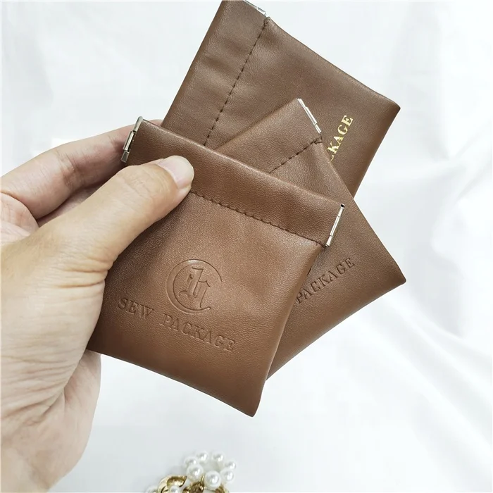 Fashion Squeezed Travel PU Packaging Bag Spring Opening Bags Luxury Leather Packaging Pouch For Cards Jewelry