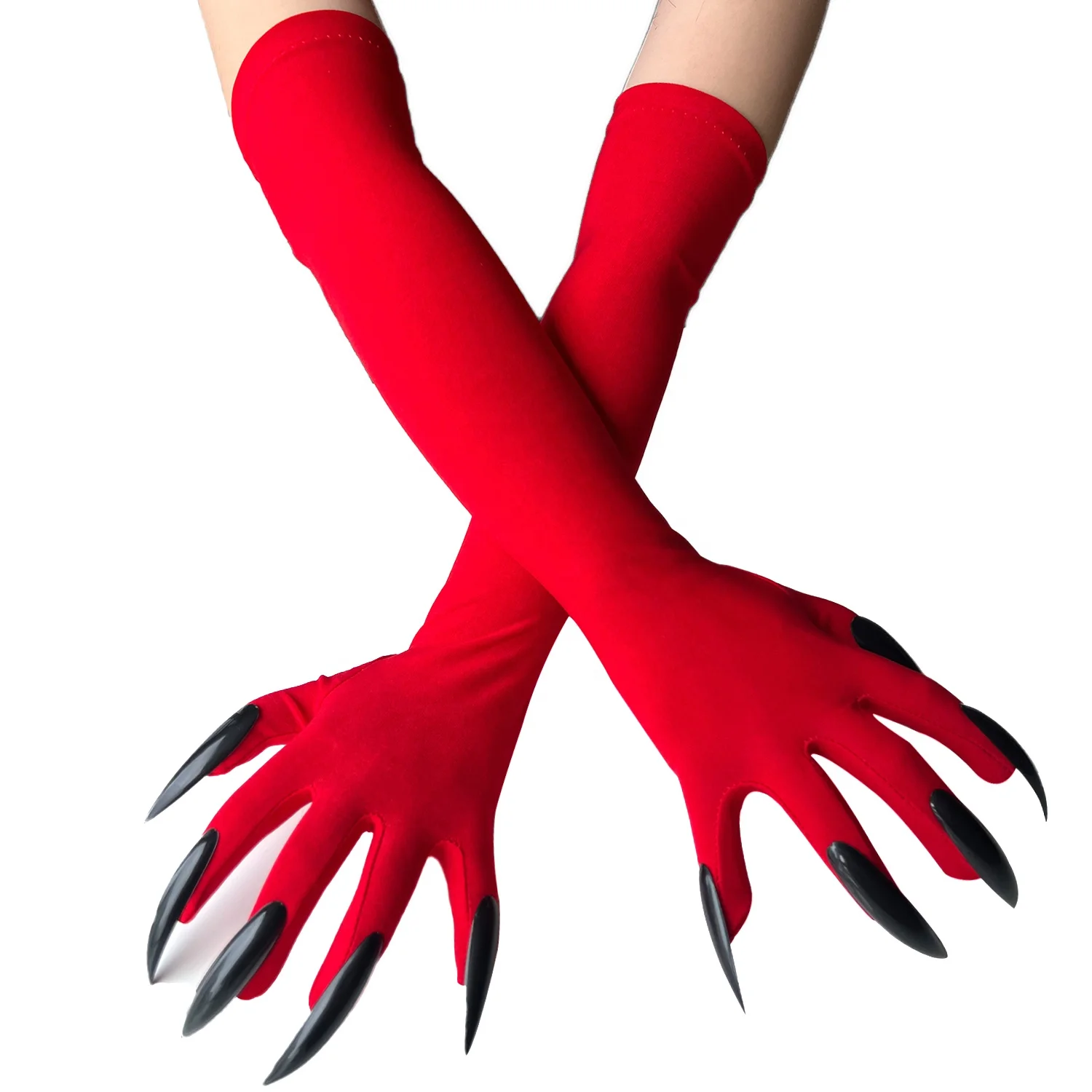 Halloween Long Nail Witch Gloves Cosplay Performance Prop Costume with Claw Ghost Gloves