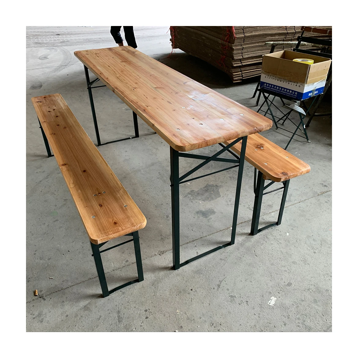
Outdoor solid wood Beer Table and Benches 