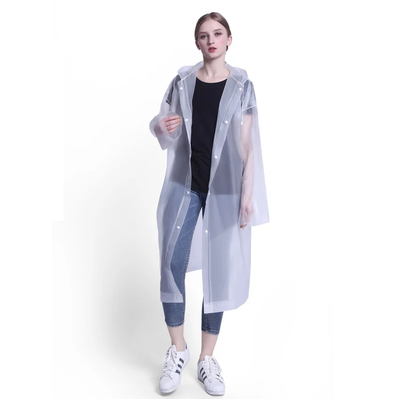 EVA Portable Poncho Adults Raincoat Family Pack Raincoats for Women Men Reusable Rain Jacket with Hoods and Sleeves