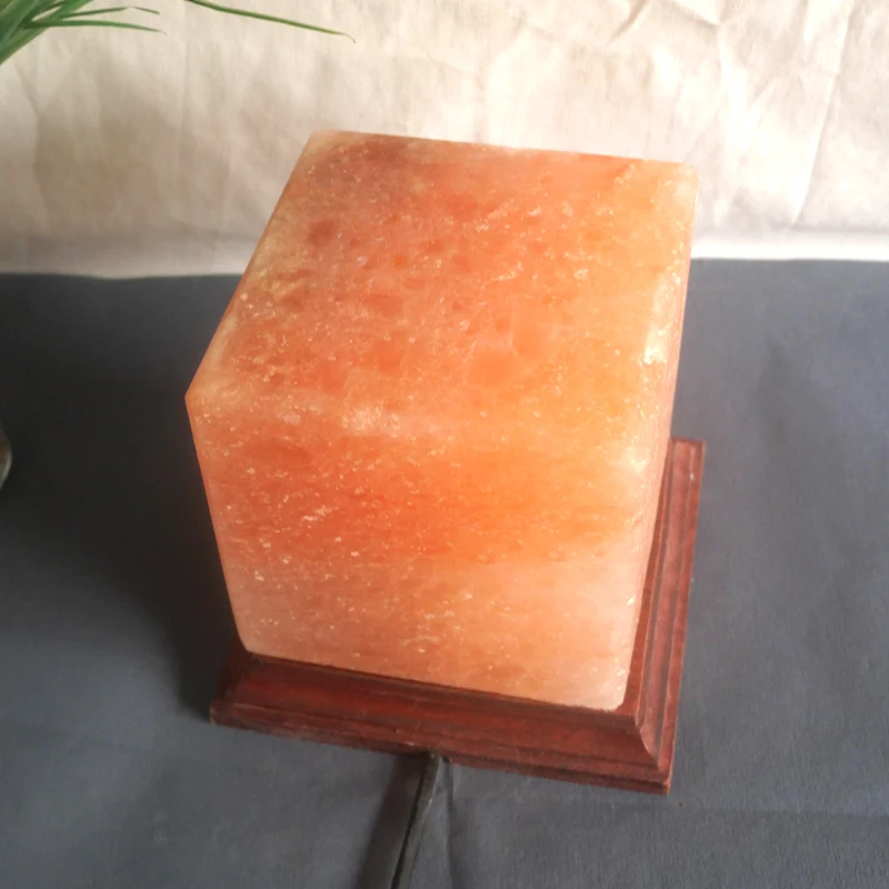 Square Shape Natural Himalayan Glow Salt Lamp Pink Crystal with Cord and Dimmer Switch 5-7 lb from Pakistan Wholesale