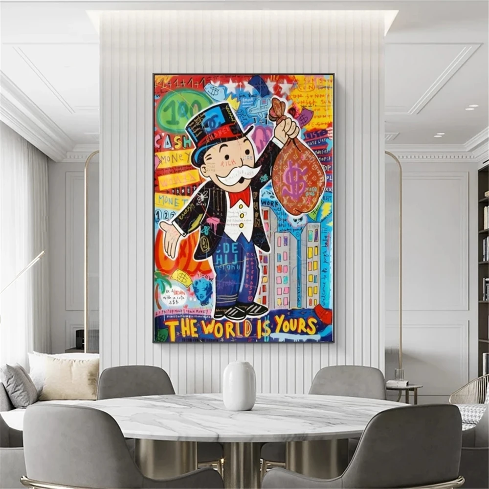  Custom Fashion Graffiti Art Money Paintings on The Wall Canvas Painting Posters and Prints Modern Home