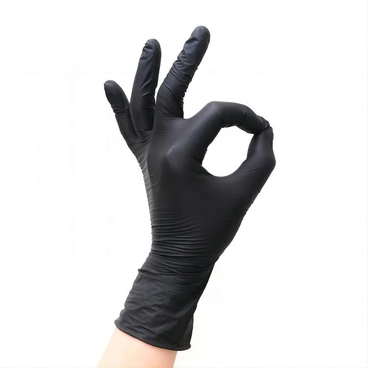 China gloves supplier disposable nitrile gloves black powder free high quality skin friendly rubber material