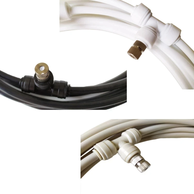 Mushroom Growing Room Low Pressure Water Mist Cooling System Misting Sprayer Kit 18M Pipe 26 Tees Pump ABS Carton Garden 12V