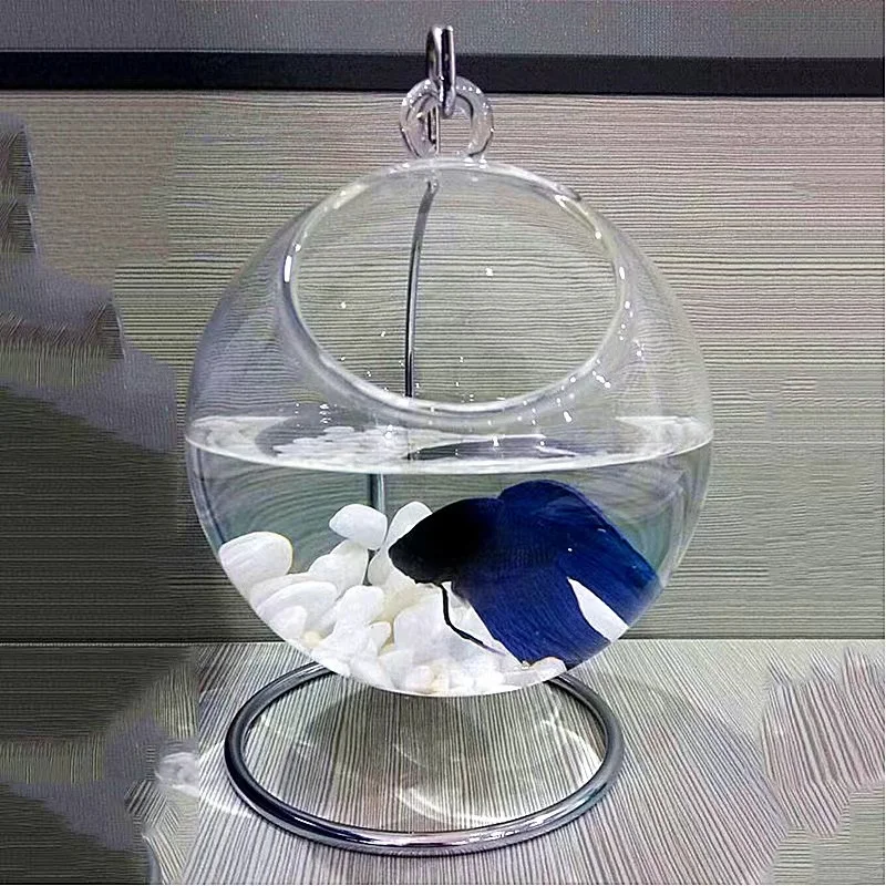 Clear round glass vase with hole made in China