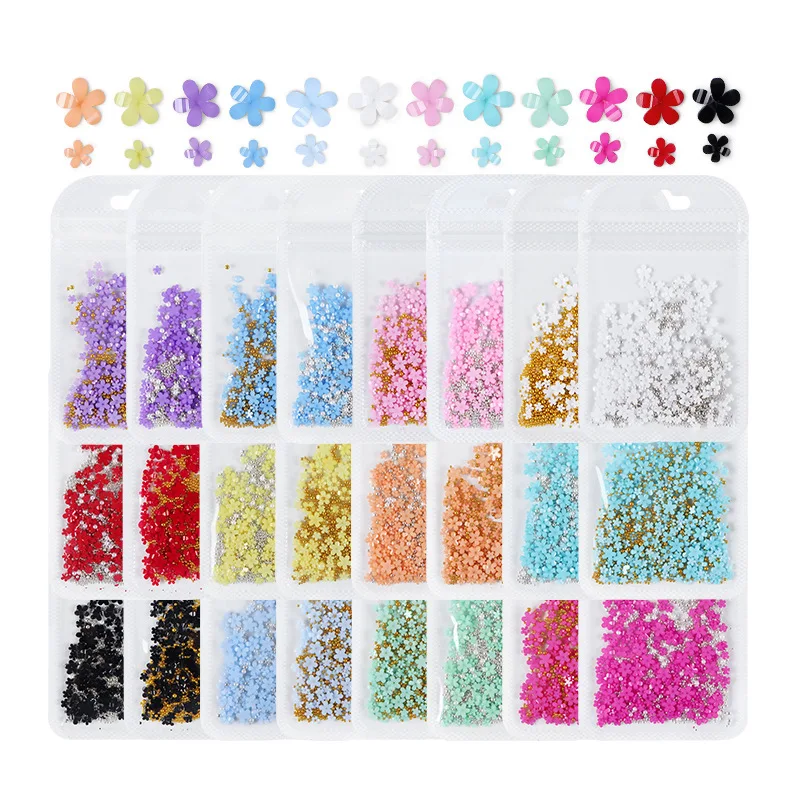 Colorful Resin Flower Nails White pink Jewelry Beads DIY Nail Art Decoration 3d Acrylic Flowers for Nails