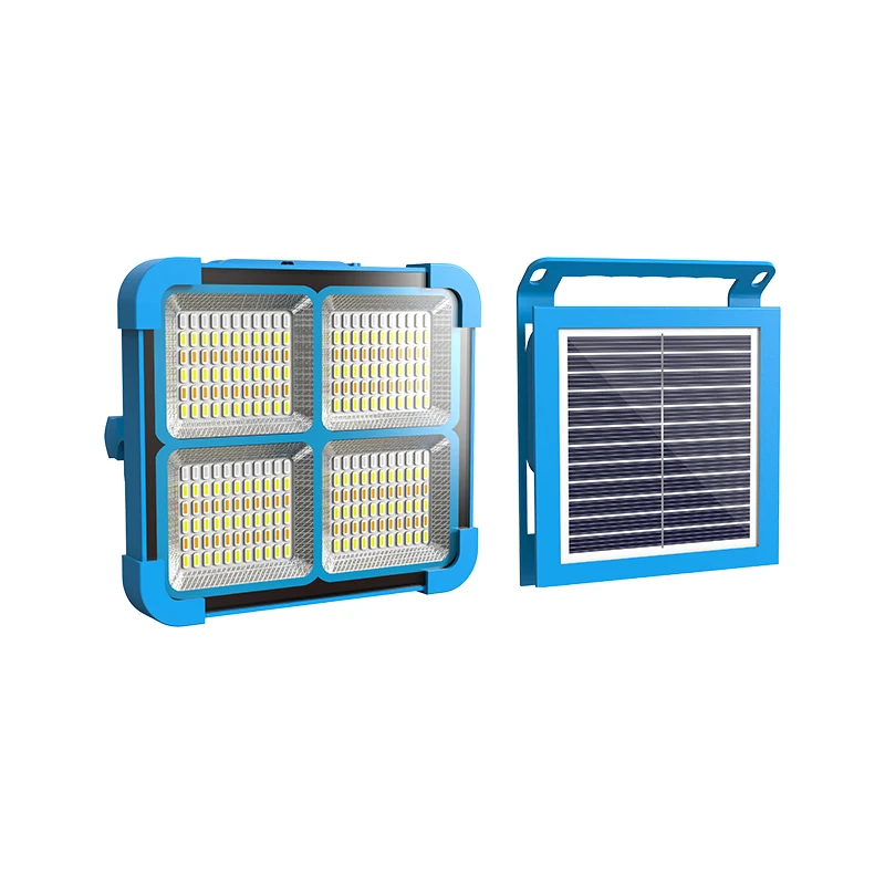 Solar Camping Lamp Outdoor Emergency Work Light Removable Solar Panels Rechargeable Solar Flood Light Waterproof Power Bank