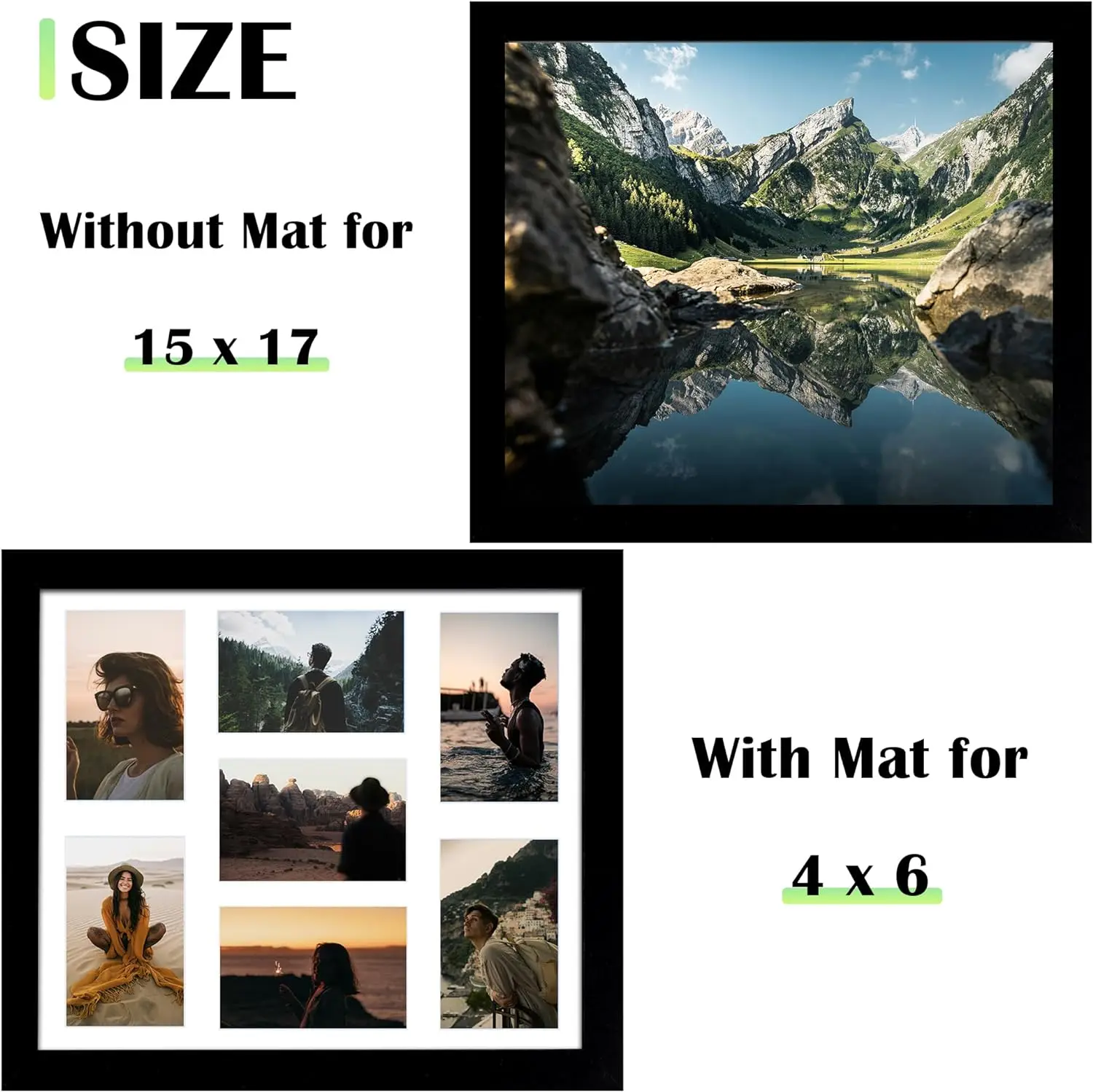 whole  Black White Brown Maple Solid Wood A2 A3 A4 A5 5x7 8x10 11x14 9X12 13X19 inch Picture Photo Frame with Mat