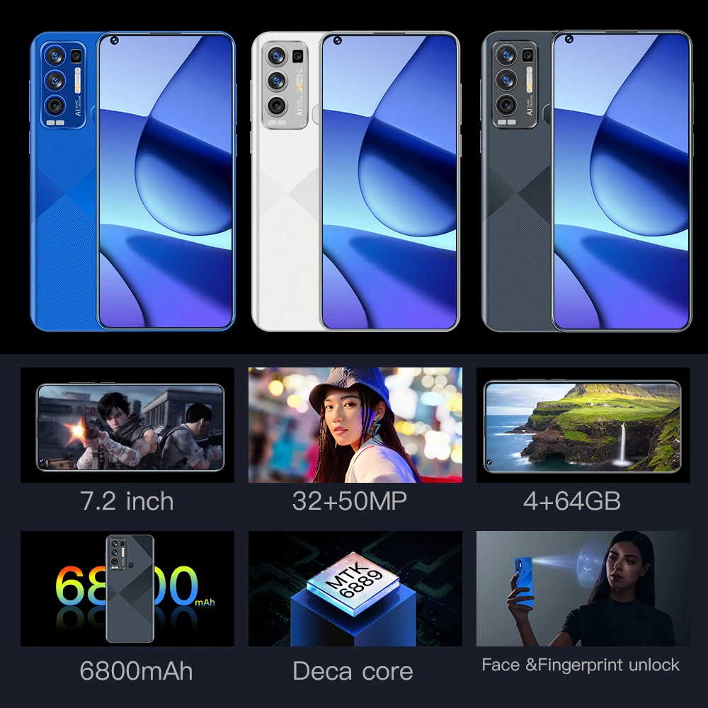 GT master 7.2 inch Full Screen 32mp+50mp Finger Face korea Unlocked Mobile Phone