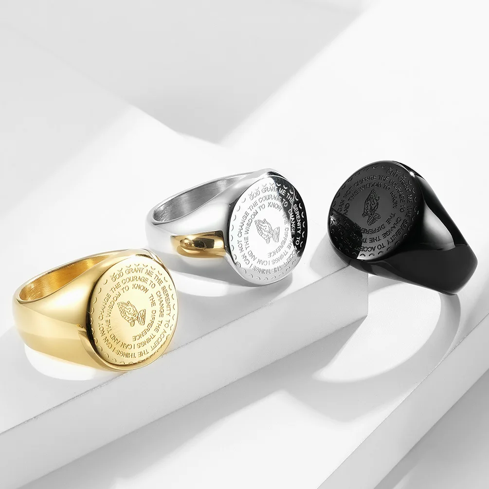 Seal of Seven Archangels Rings The Key of Solomon Stainless Steel Ring God Amulet Engraving Finger Anillo Jewelry